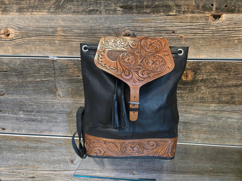 Tooled Tote Handbag - Black