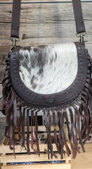 Horseshoe Leather Cowhide Fringe Bag
