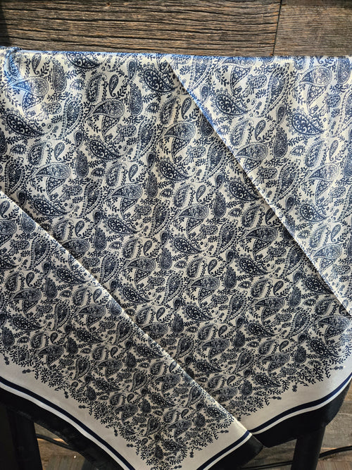 Blue and Cream Paisley Wild Rag