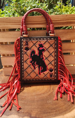 The Bronco Rider Alamo Saddlery Handbag w/ Fringe