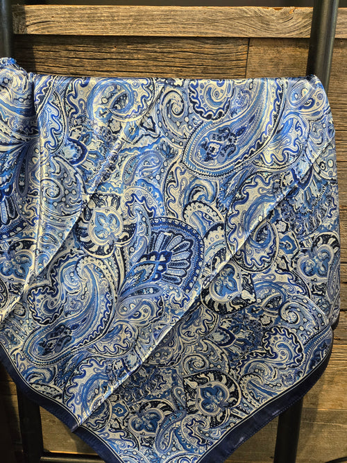 Blue and White Paisley Wild Rag