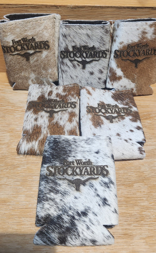 Stockyards Cowhide Koozie