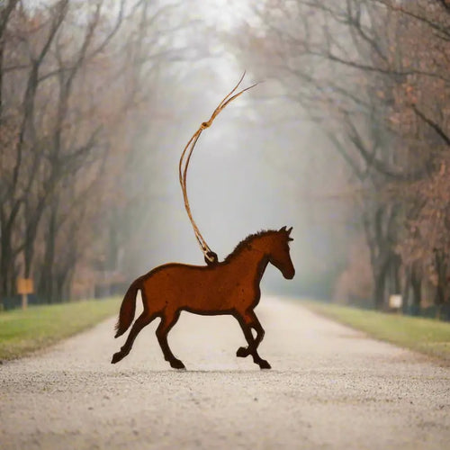 Horse Trotting Rustic Ornament