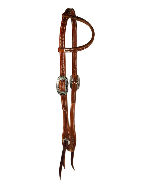 JW Basket One Ear Headstall w/Concho Ends